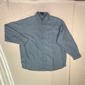 Men's Denim Blue Button-Down Long Sleeve Shirt with Duke Fluor Daniel Logo